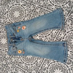 Wondernation Girls Flower Jeans, 12 Months, Blue.